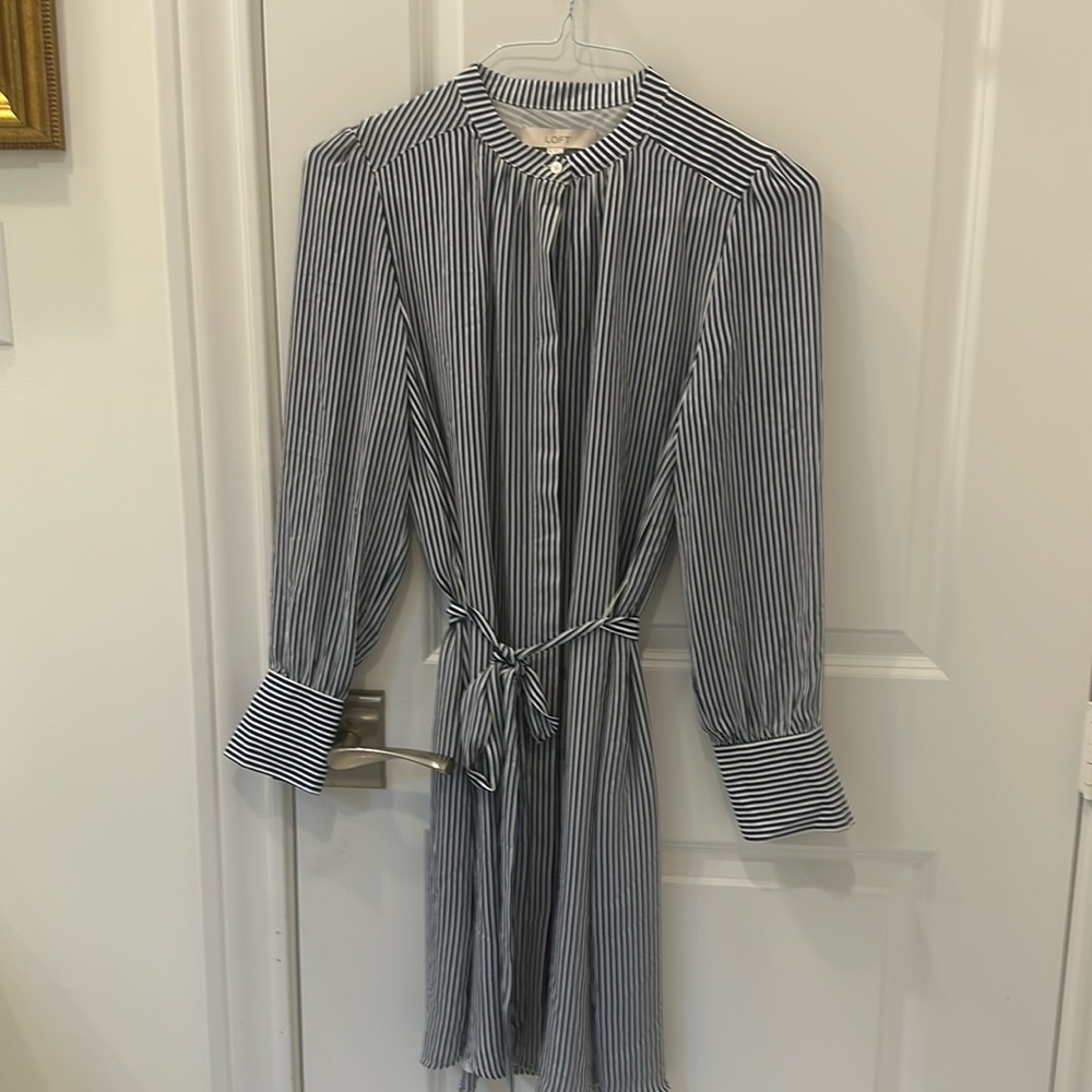 Loft pinstriped shirt dress